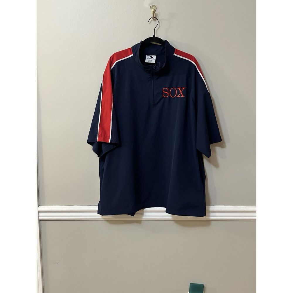 Augusta Sportswear Red Sox Shirt Blue White Short Sleeve Vintage Men's Top 3XL